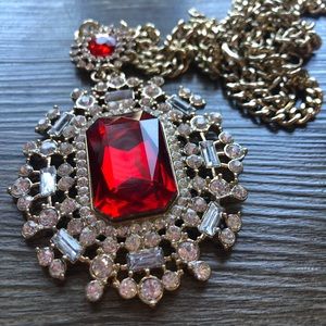 Vintage Extra Long Royal Medallion Gold-tone Costume Necklace